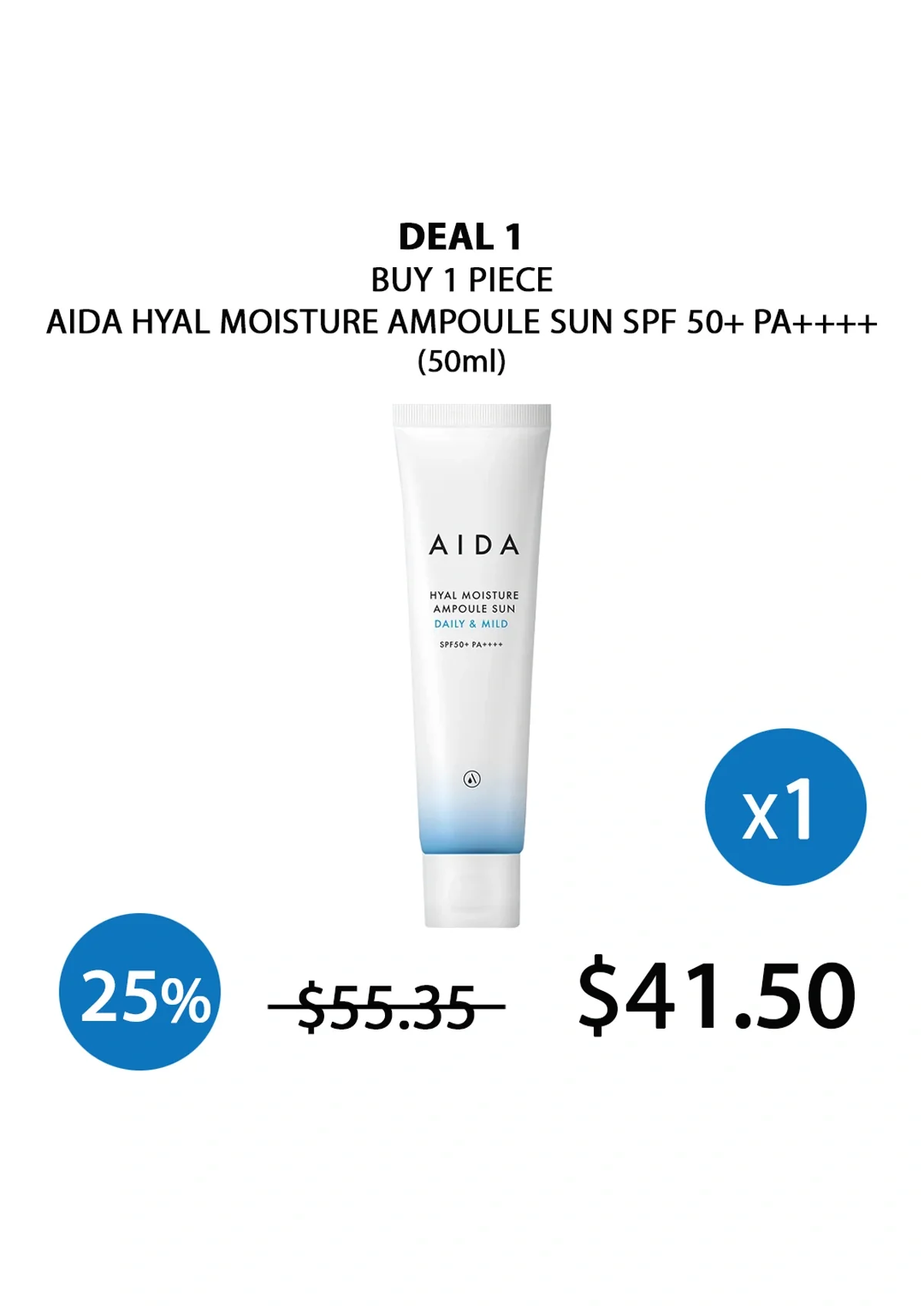 [AIDA] Hyal Moisture Ampoule Sun SPF 50+ PA++++ 50ml - Image 4