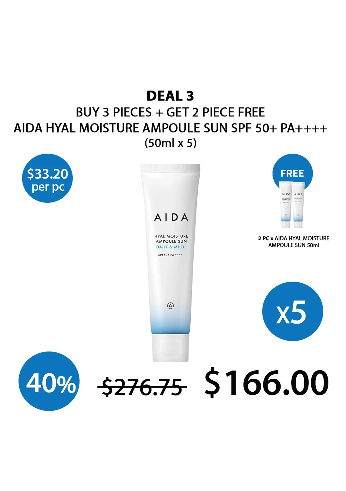 [AIDA] Hyal Moisture Ampoule Sun SPF 50+ PA++++ 50ml - Image 6