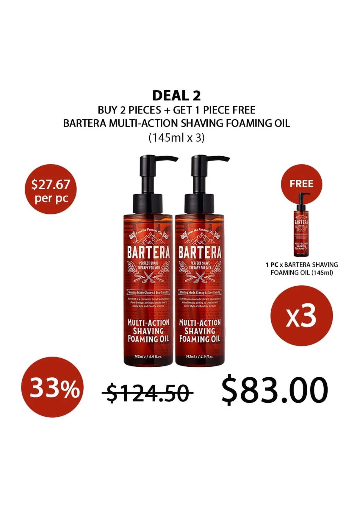 [BARTERA] Multi-Action Shaving Foaming Oil 145ml - Image 16