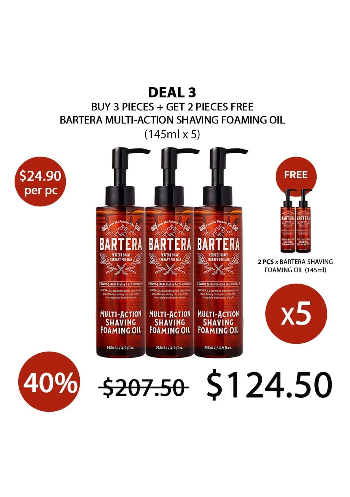 [BARTERA] Multi-Action Shaving Foaming Oil 145ml - Image 17