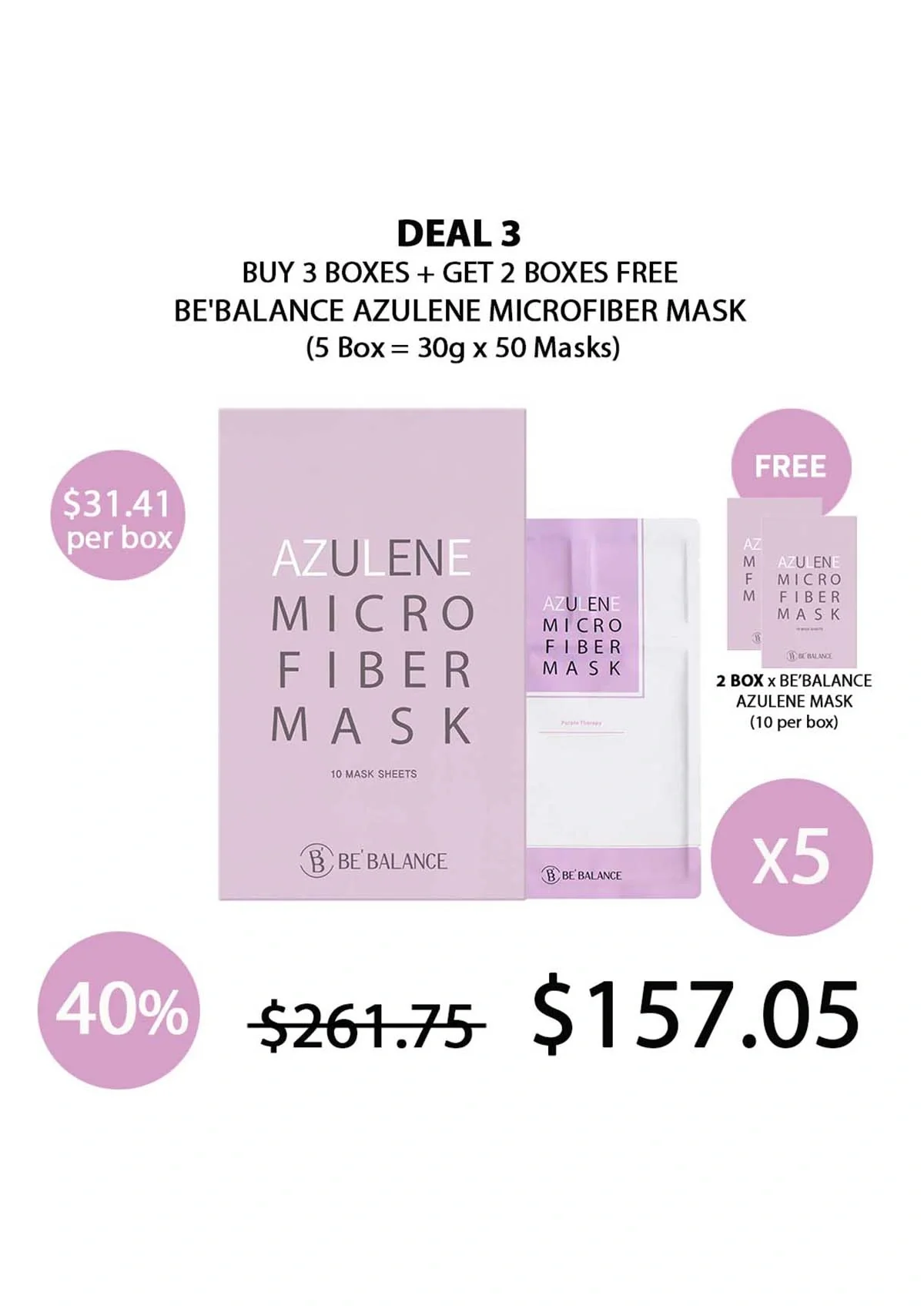 [BE'BALANCE] Azulene Microfiber Mask (1 Box = 30g x 10 Masks) - Image 12