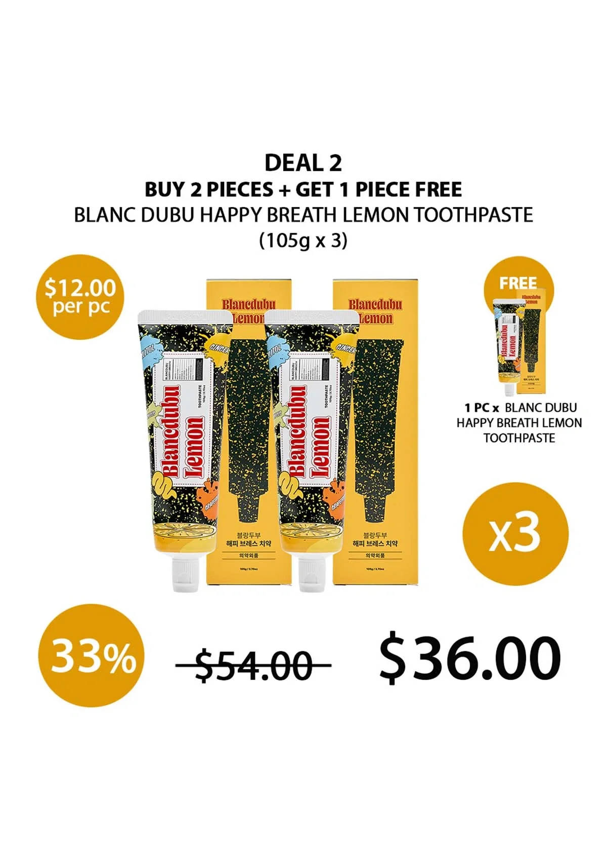 [BLANC DUBU] Happy Breath Lemon Toothpaste | Mouth Wash (Lemon/Peach) - Image 33