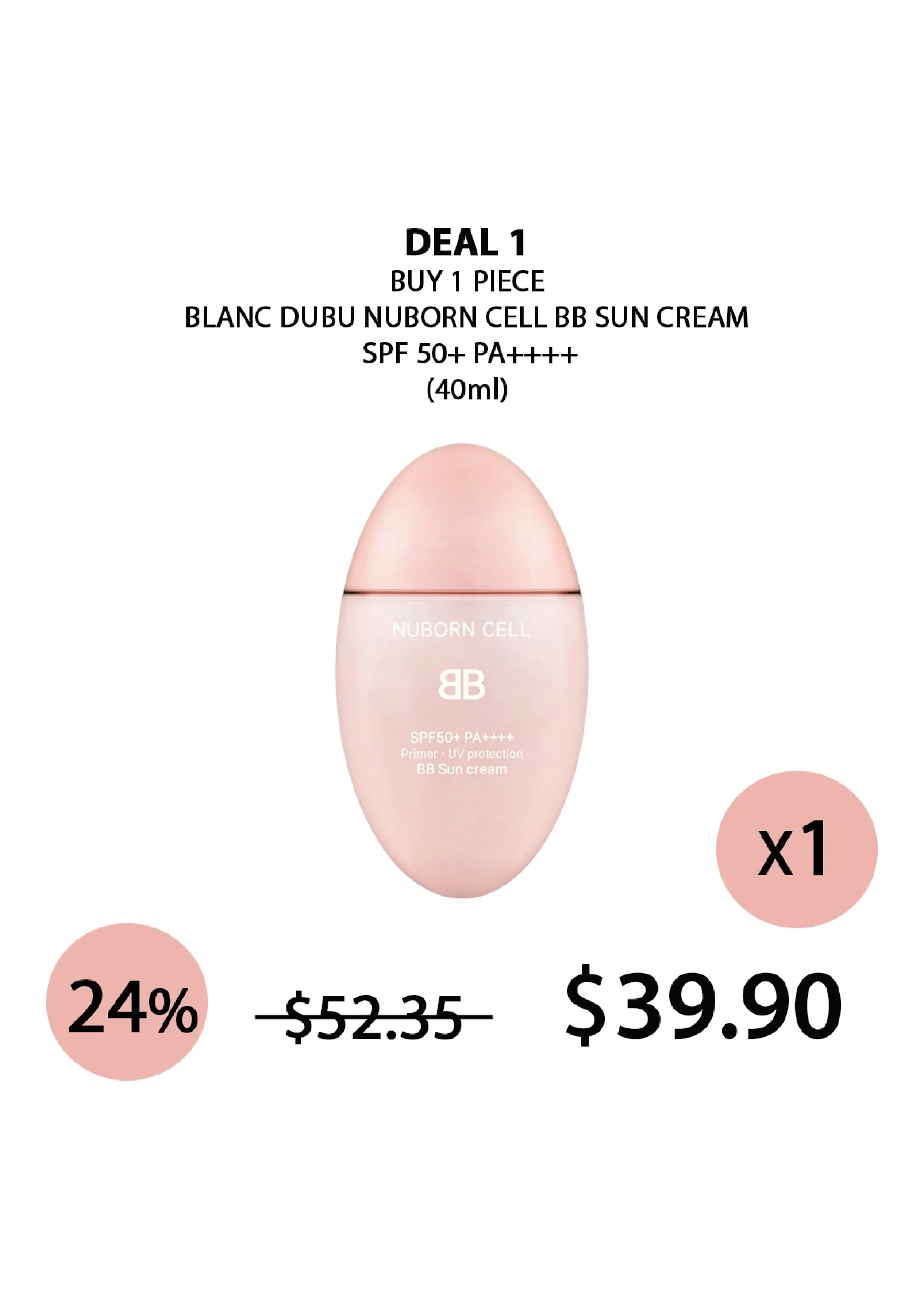[BLANC DUBU] Nuborn Cell BB Sun Cream SPF 50+ PA++++ 40ml - Image 15