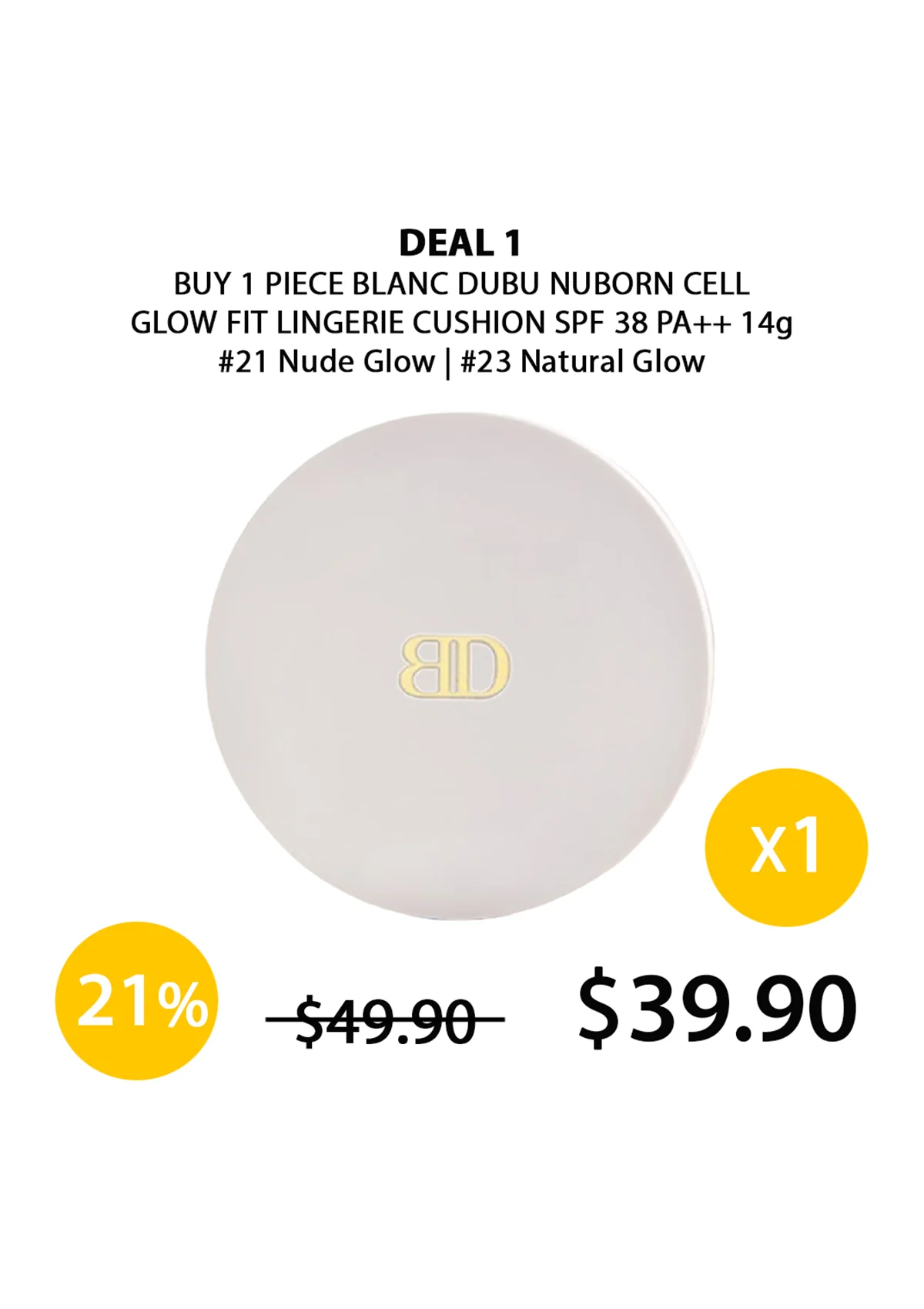[BLANC DUBU] Nuborn Cell Glow Fit Lingerie Cushion SPF 38 PA++ 14g - Image 7