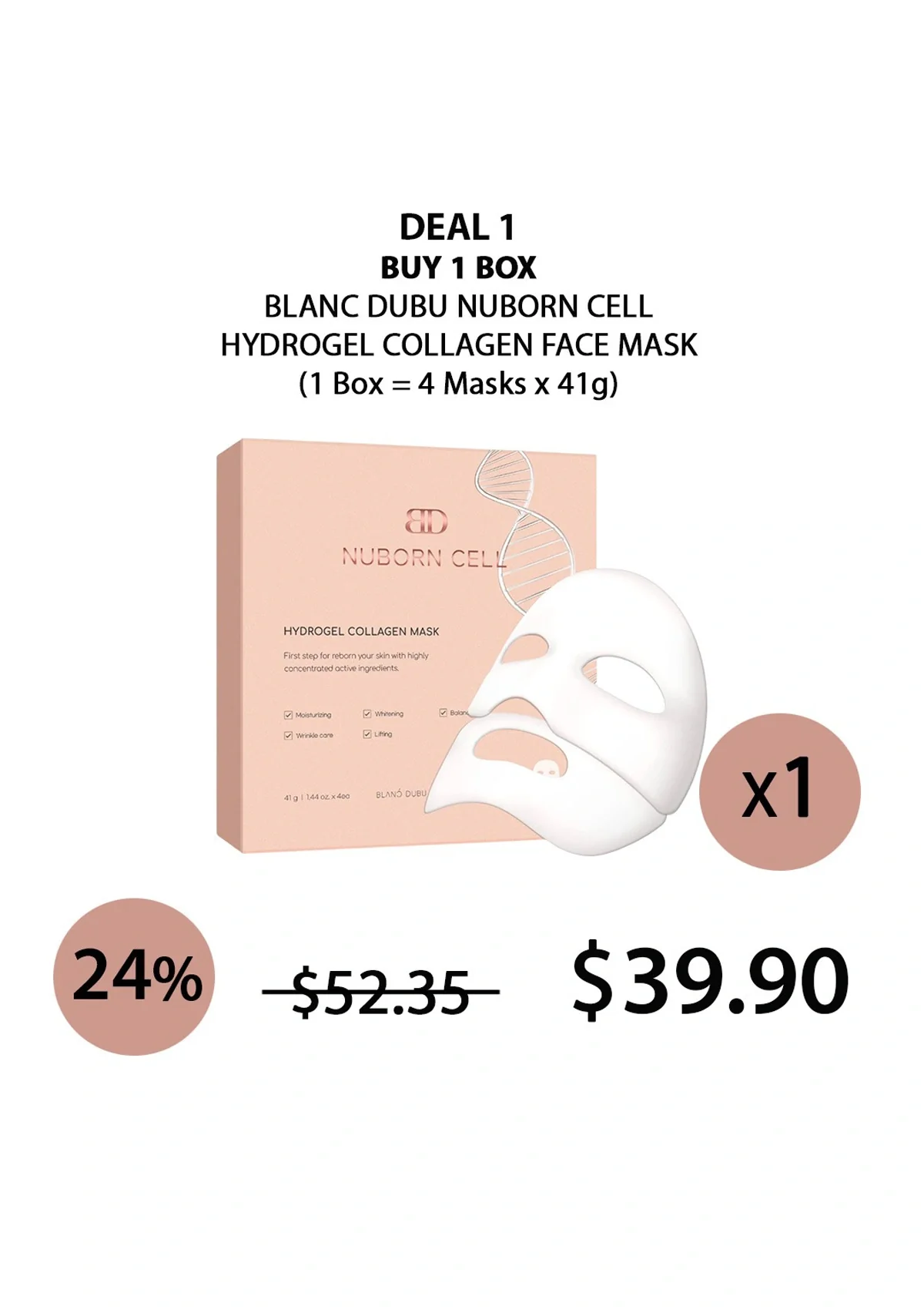 [BLANC DUBU] Nuborn Cell Hydrogel Collagen Face Mask (1 Box = 4 Masks x 41g) - Image 18