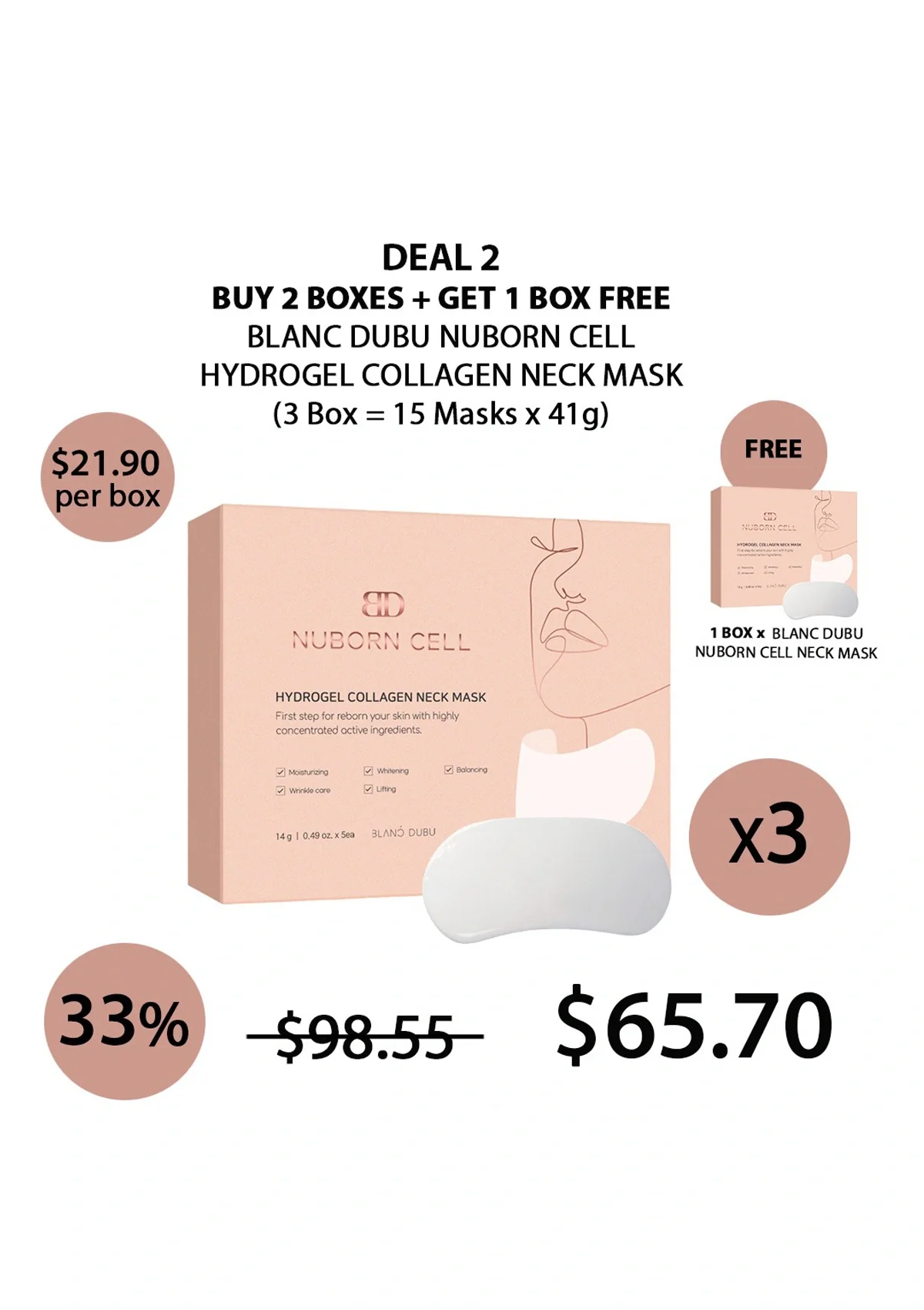 [BLANC DUBU] Nuborn Cell Hydrogel Collagen Face | Neck Mask - Image 35
