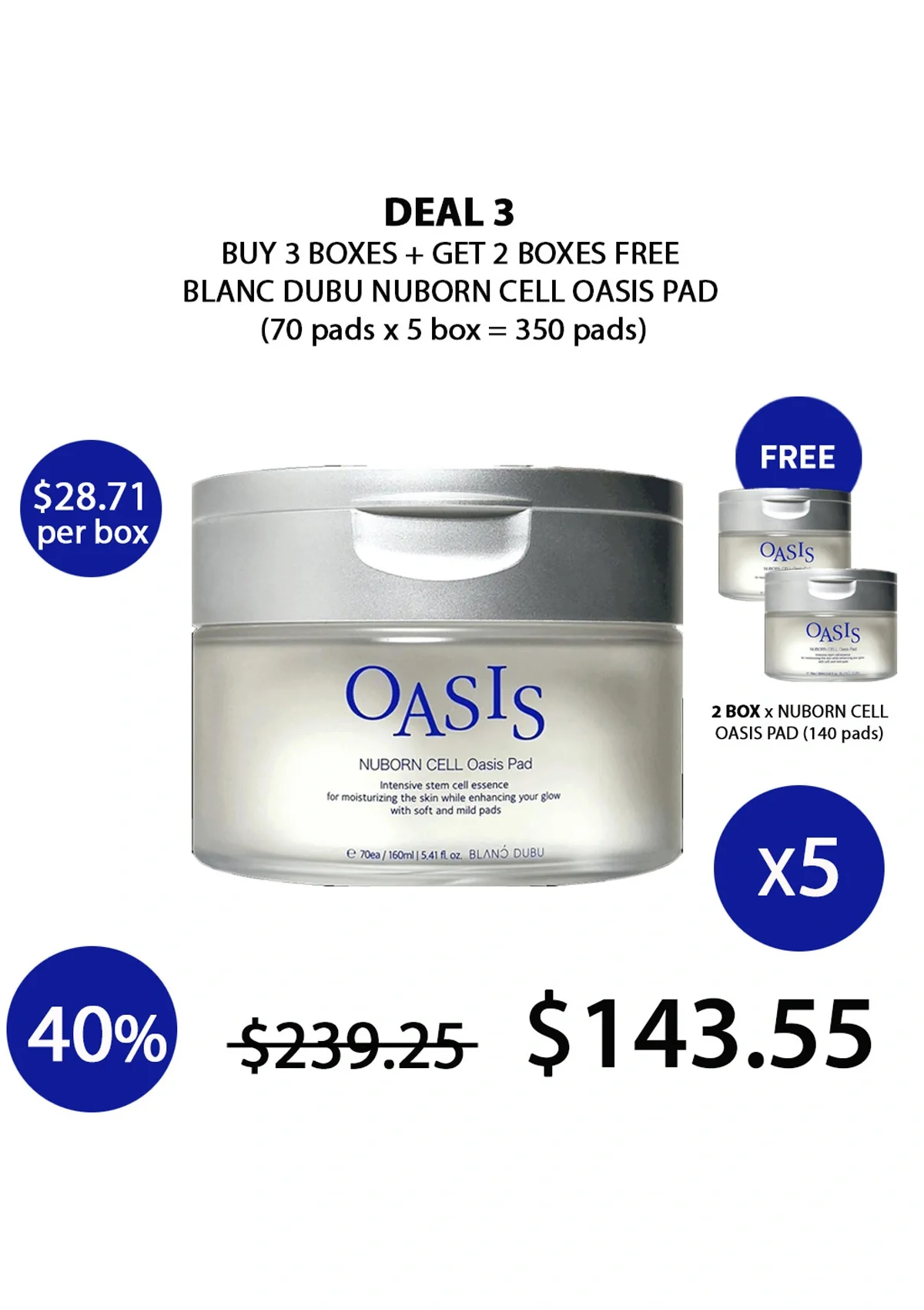 [BLANC DUBU] Nuborn Cell Oasis Pad 160ml (70 Pads) - Image 20