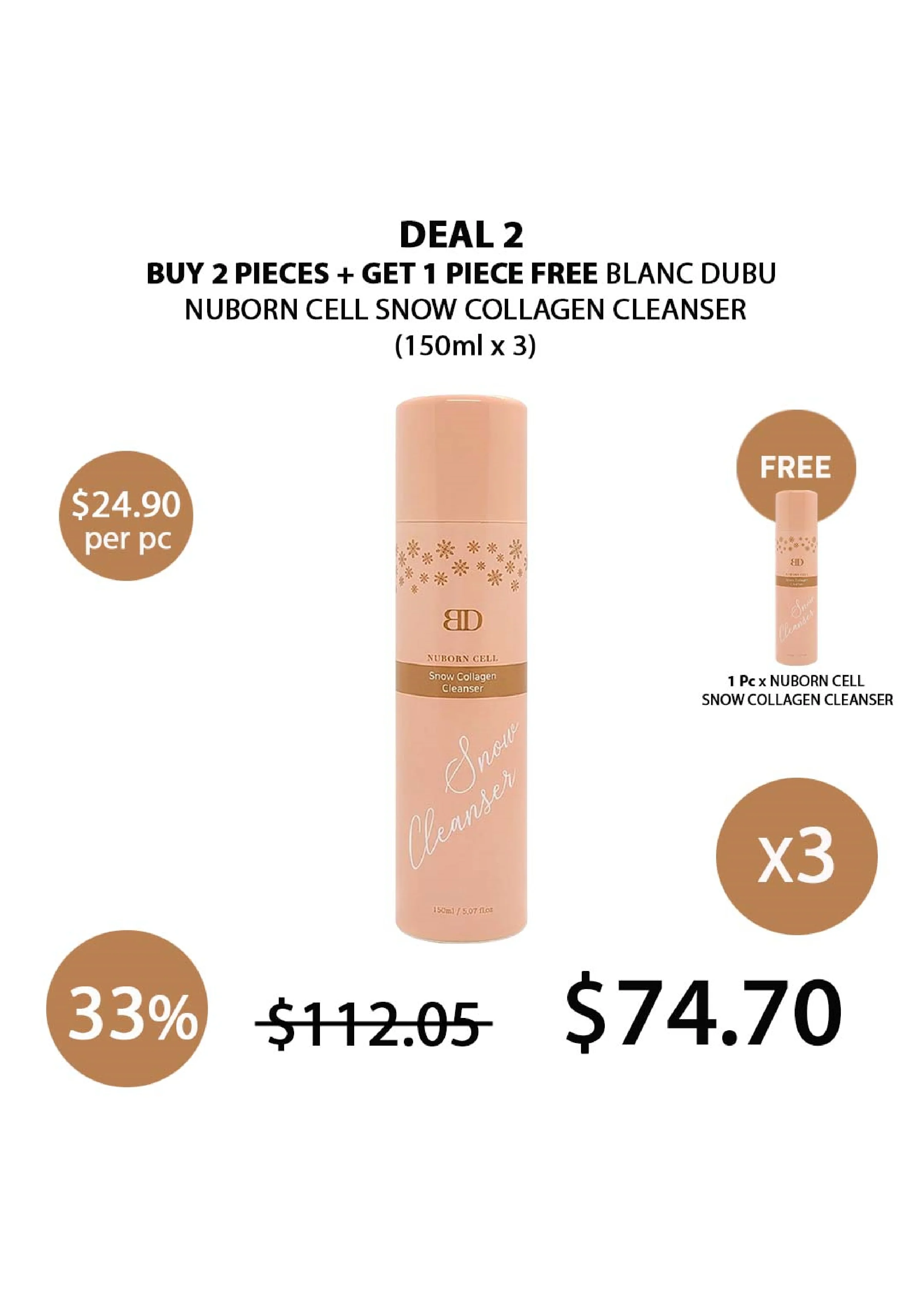 [BLANC DUBU] Nuborn Cell Snow Collagen Cleanser 150ml - Image 4
