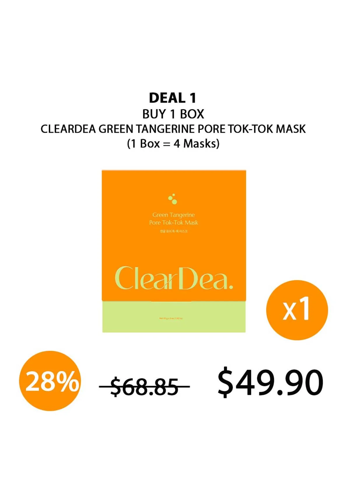 [CLEARDEA] Green Tangerine Pore Tok-Tok Mask (1 Box = 20g x 4 Masks) - Image 5