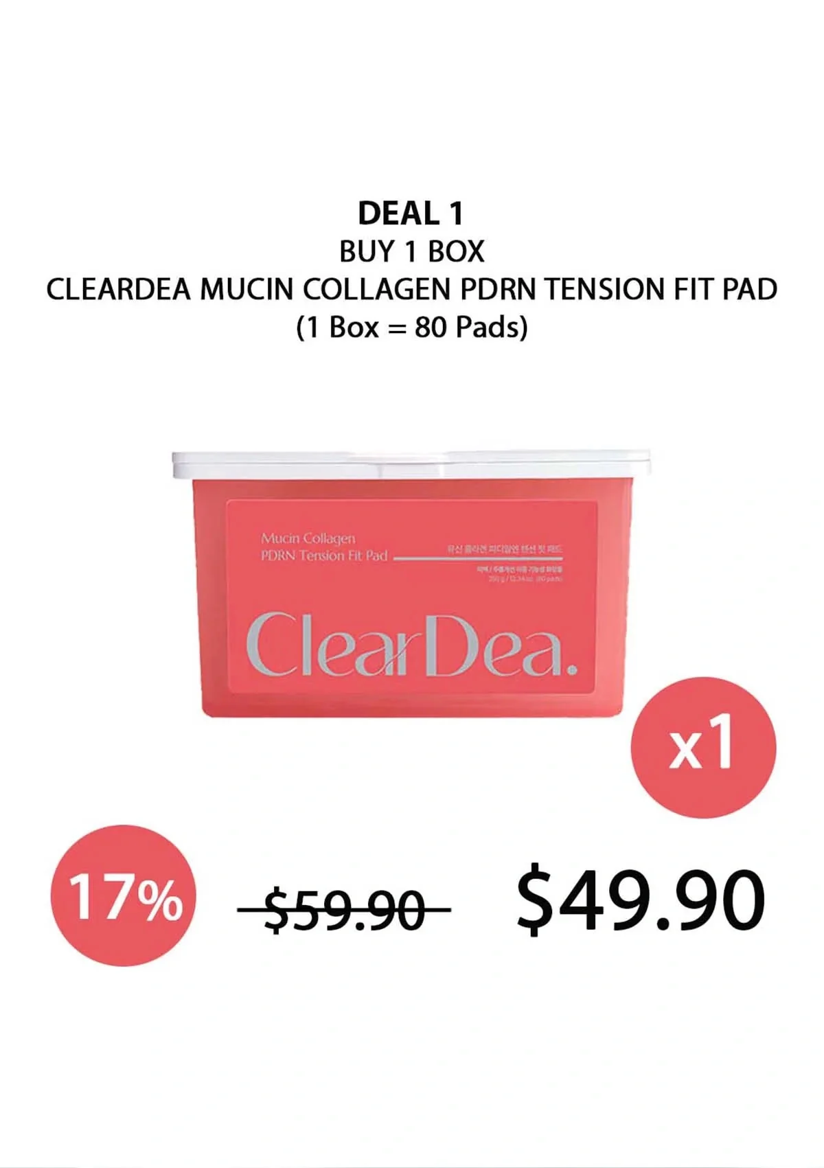 [CLEARDEA] Mucin Collagen PDRN Tension Fit Pad 350g (80 Pads) - Image 21