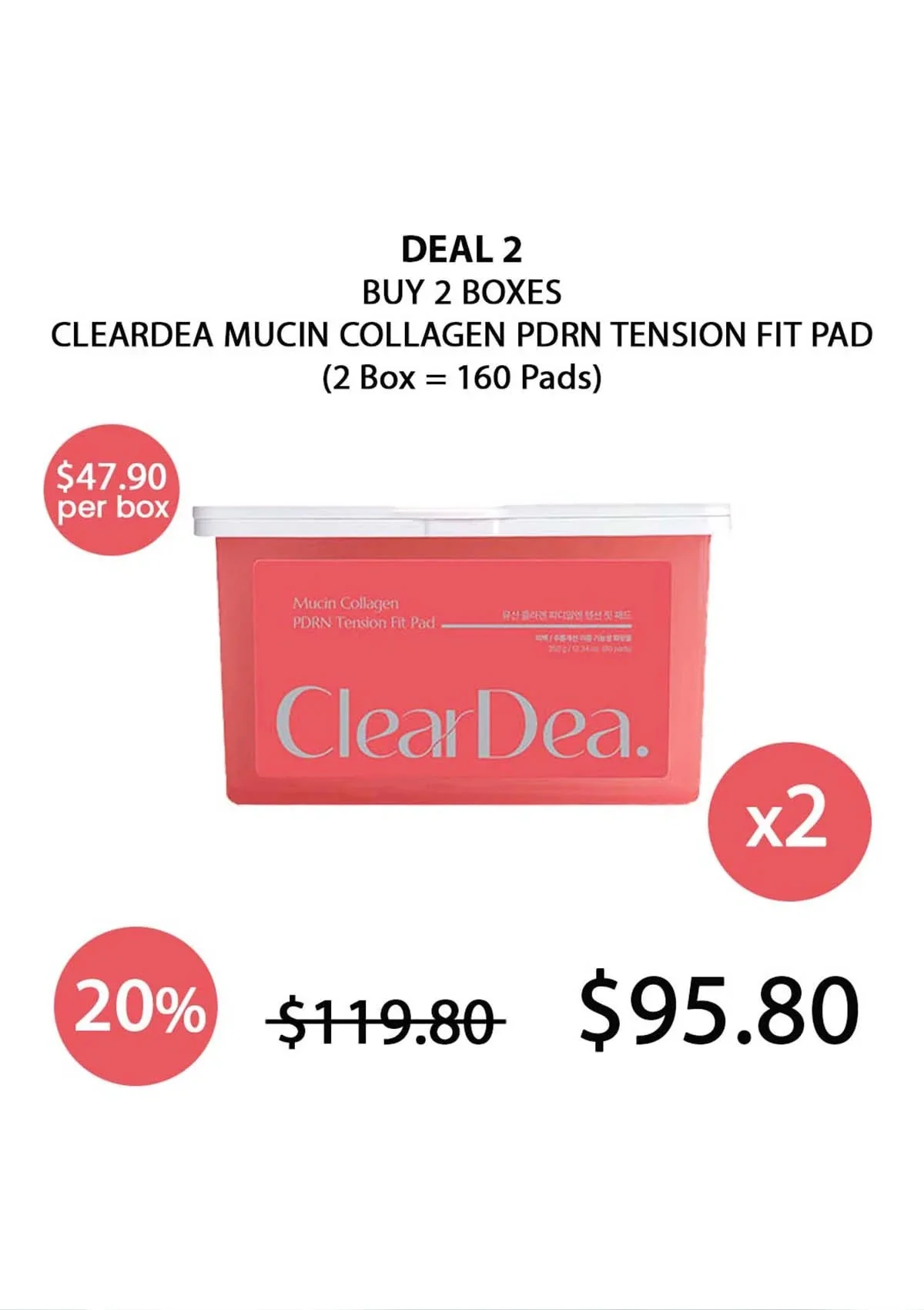 [CLEARDEA] Mucin Collagen PDRN Tension Fit Pad 350g (80 Pads) - Image 22