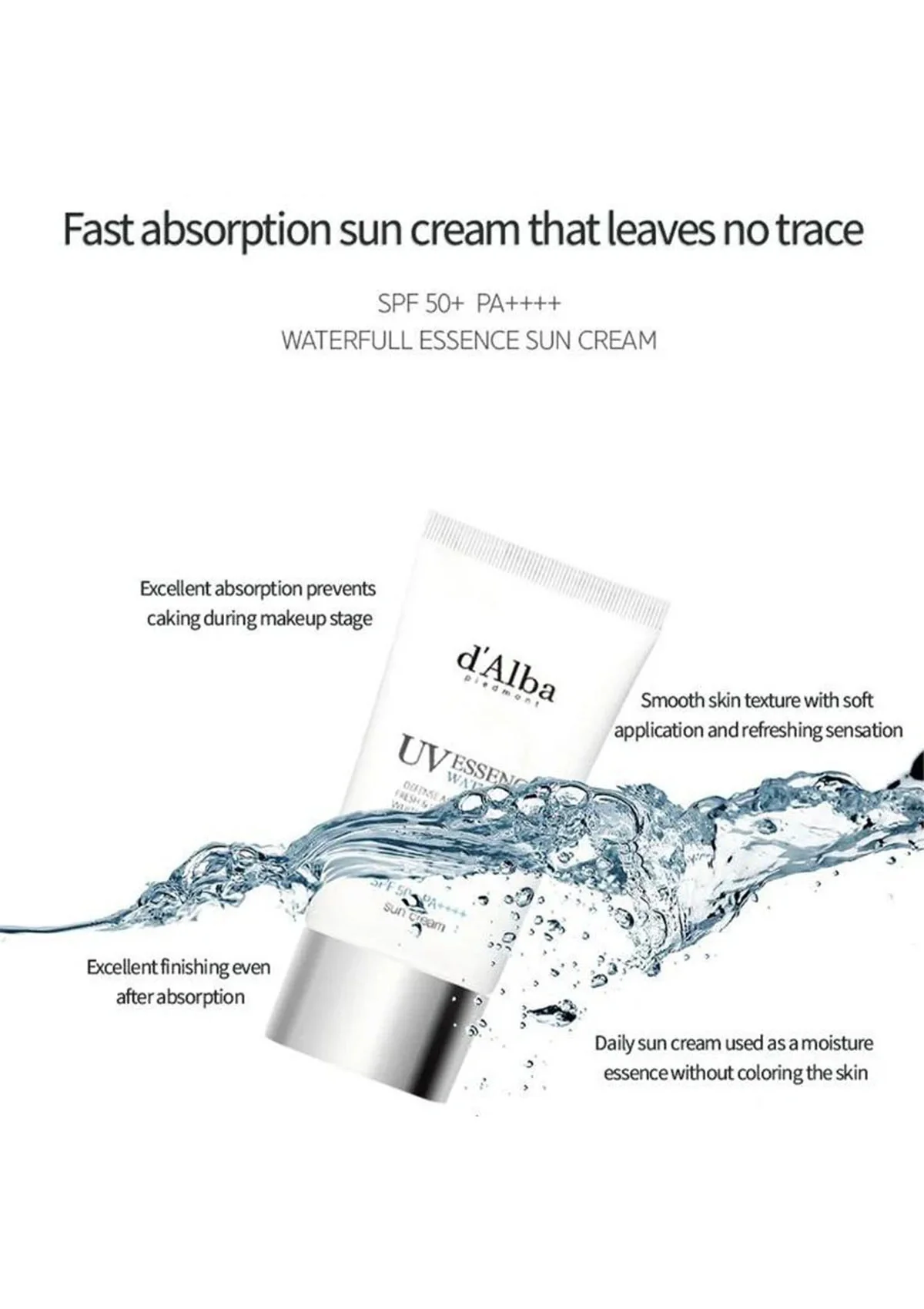 [D'ALBA] UV Waterfull Essence Sun Cream SPF 50+ PA++++ 50ml - Image 5