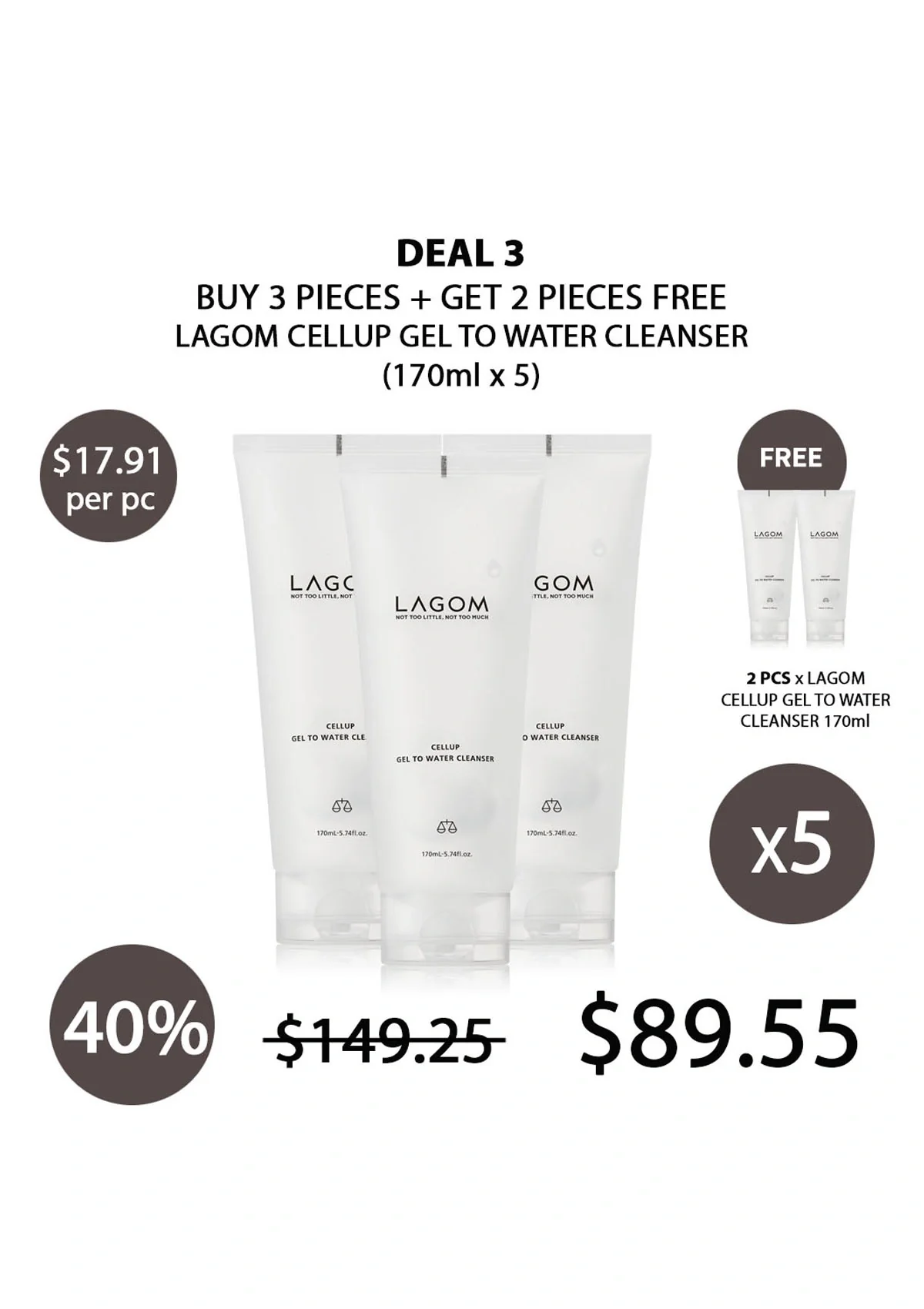 [LAGOM] Cellup Gel To Water Cleanser 170ml - Image 20