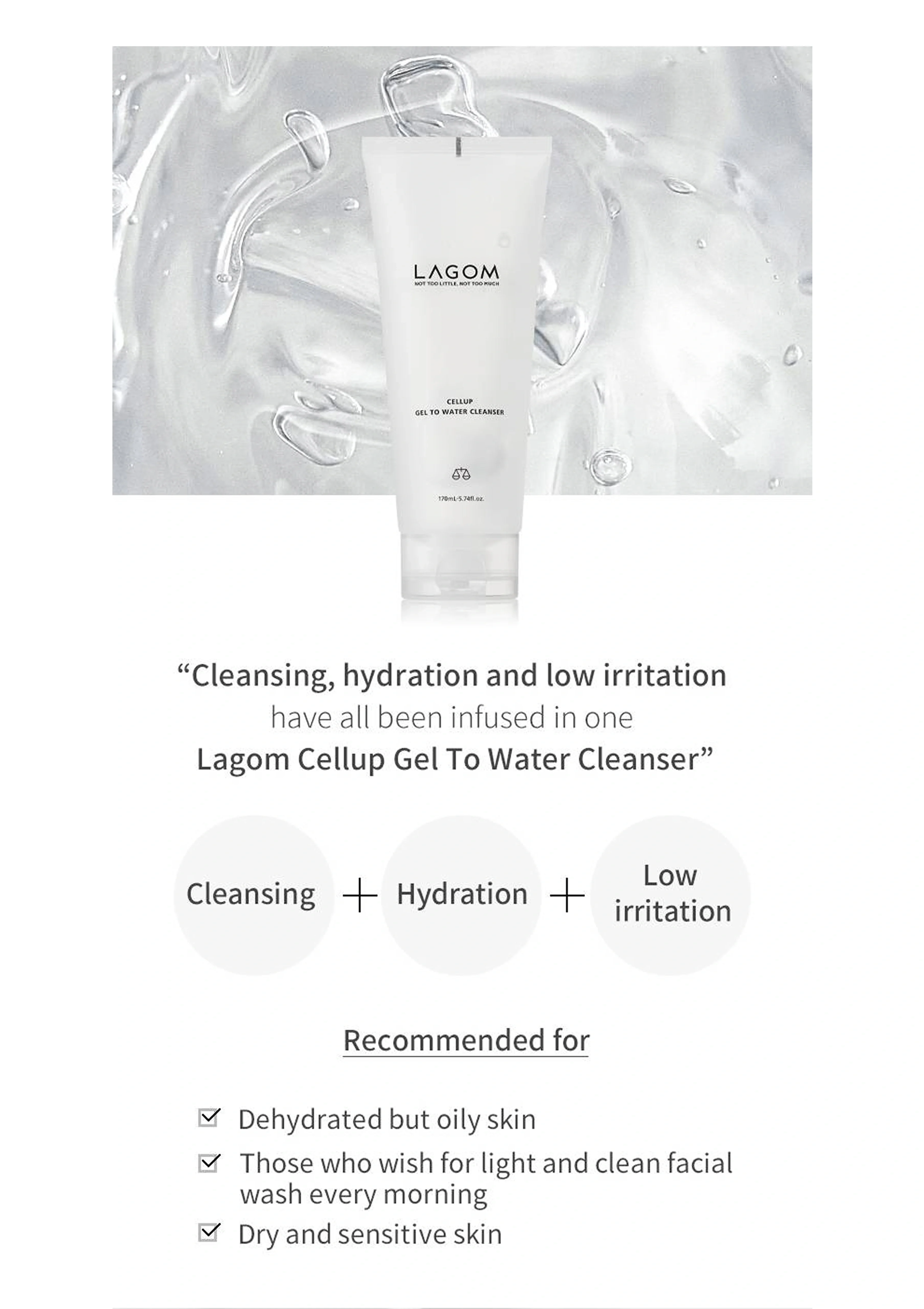 [LAGOM] Cellup Gel To Water Cleanser 170ml - Image 6