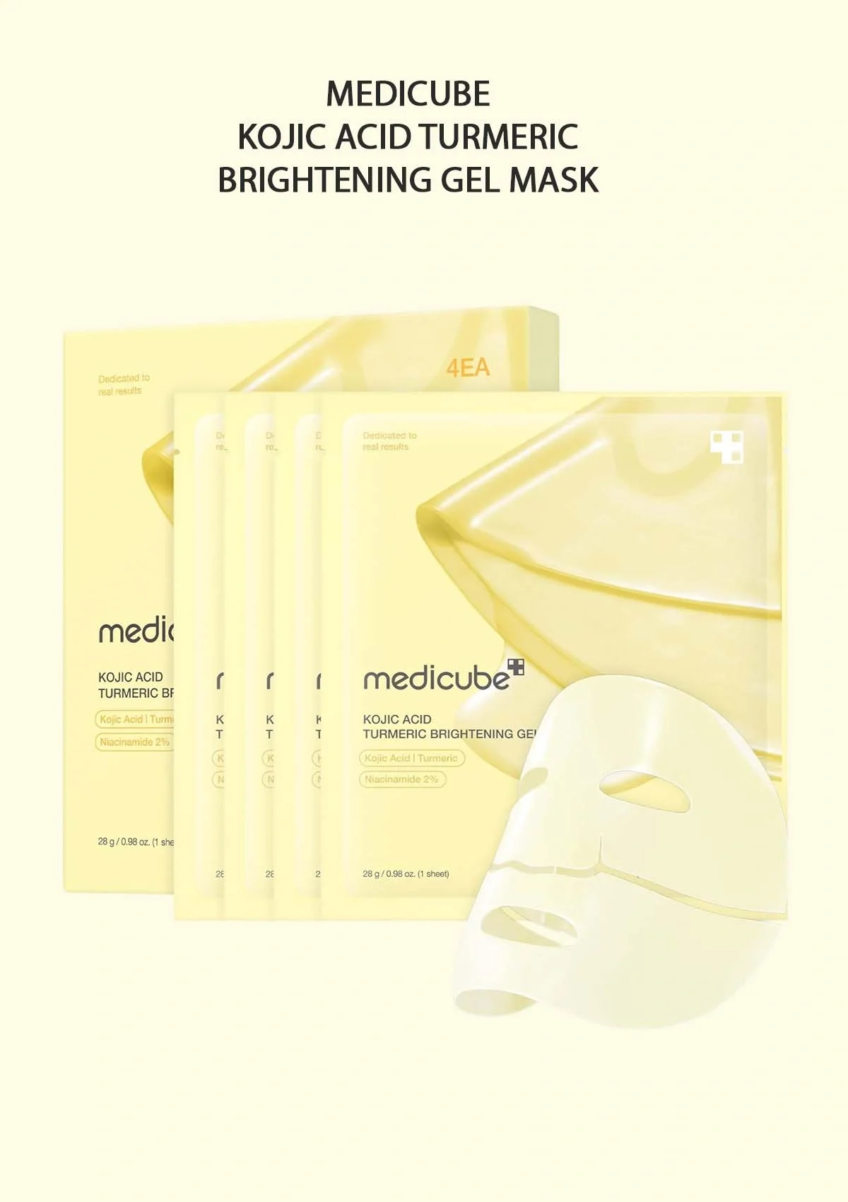 [MEDICUBE] Kojic Acid Turmeric Brightening Gel Mask (1 Box = 28g x 4 Masks)