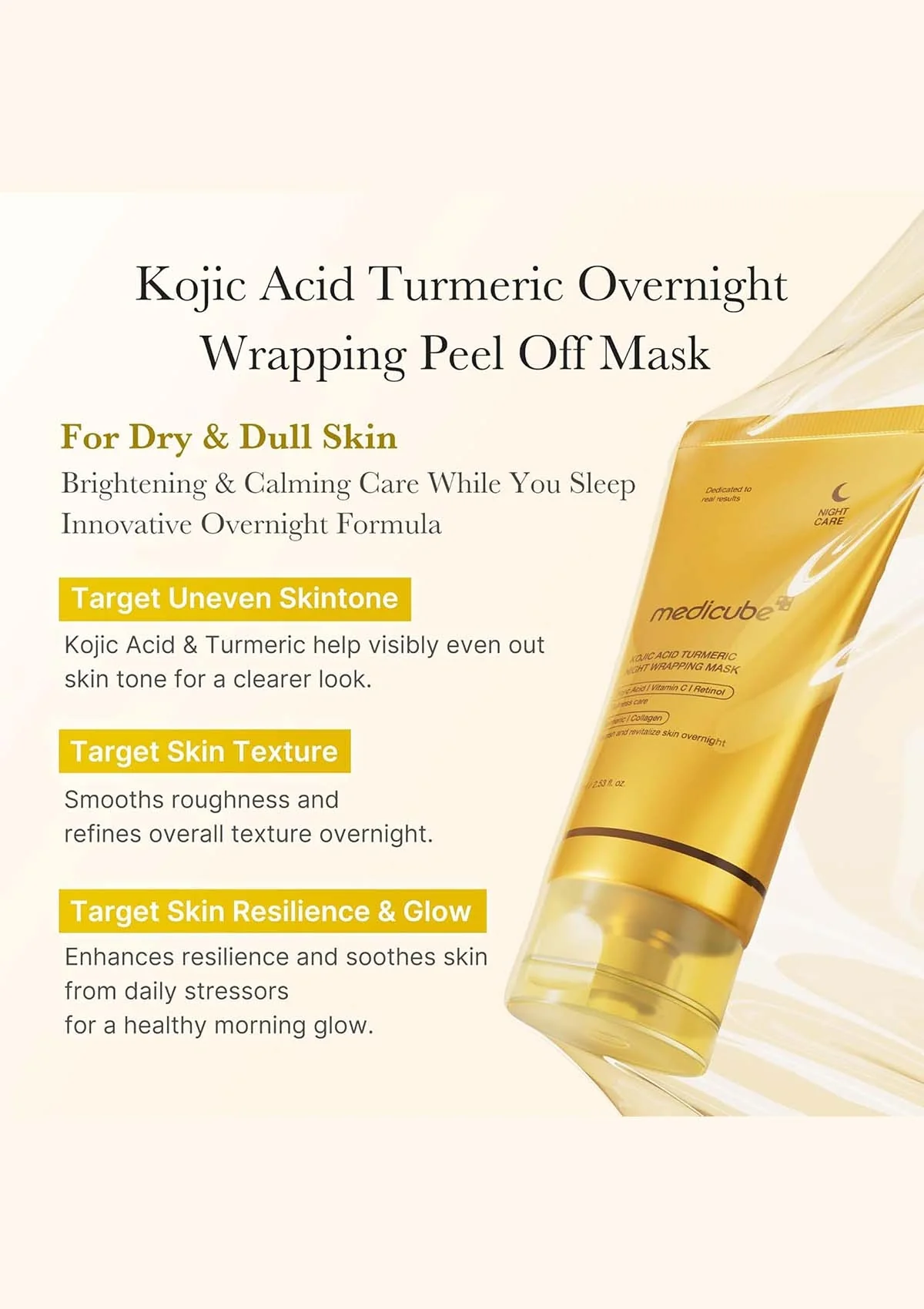 [MEDICUBE] Kojic Acid Turmeric Night Wrapping Mask 75ml - Image 4