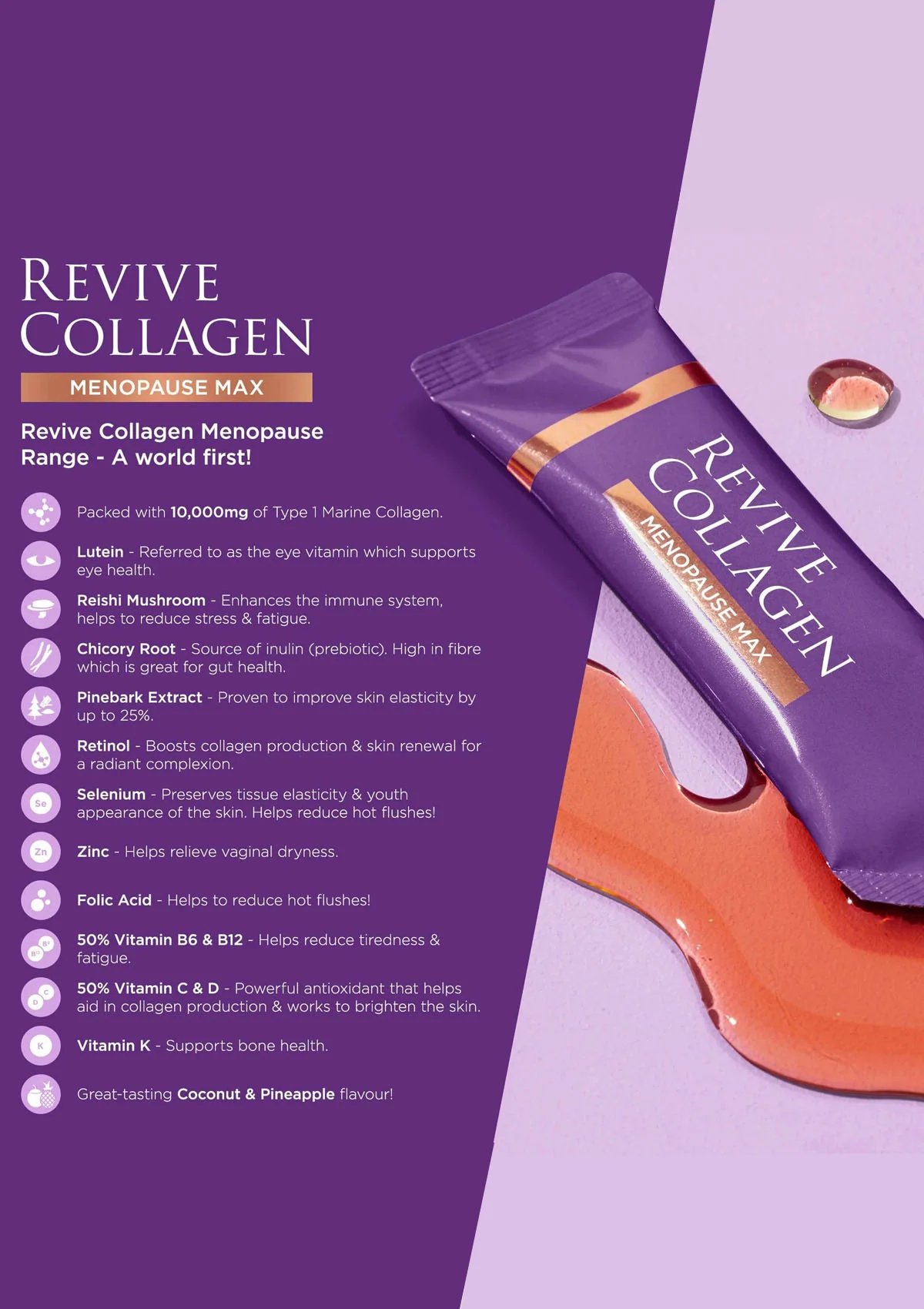 Revive Collagen Menopause Max - 10000mg Type 1 Hydrolysed Marine Collagen Drink - Image 3